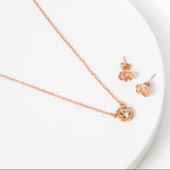COACH Open Circle Necklace & Tea Rose Earrings set - Picture 4 of 7